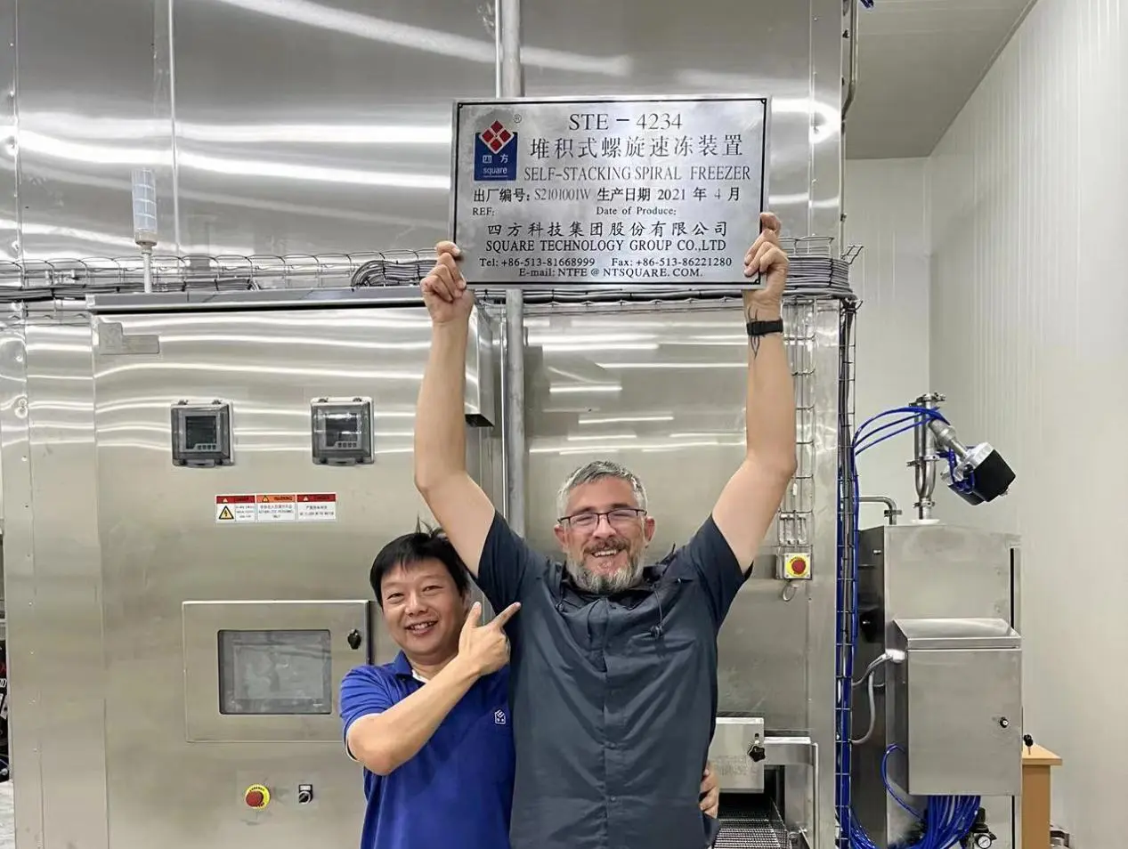 Self-stacking spiral freezer for fried chicken nugget in Middle East